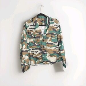 J Crew Mercantile Camouflage Utility Button Up Shirt Jacket Women's Size Large‎